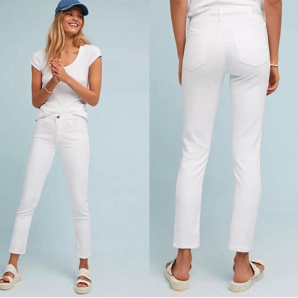 AG Jeans Prima Ankle Cigarette Leg Jeans White Designer Luxury Denim Size 27
